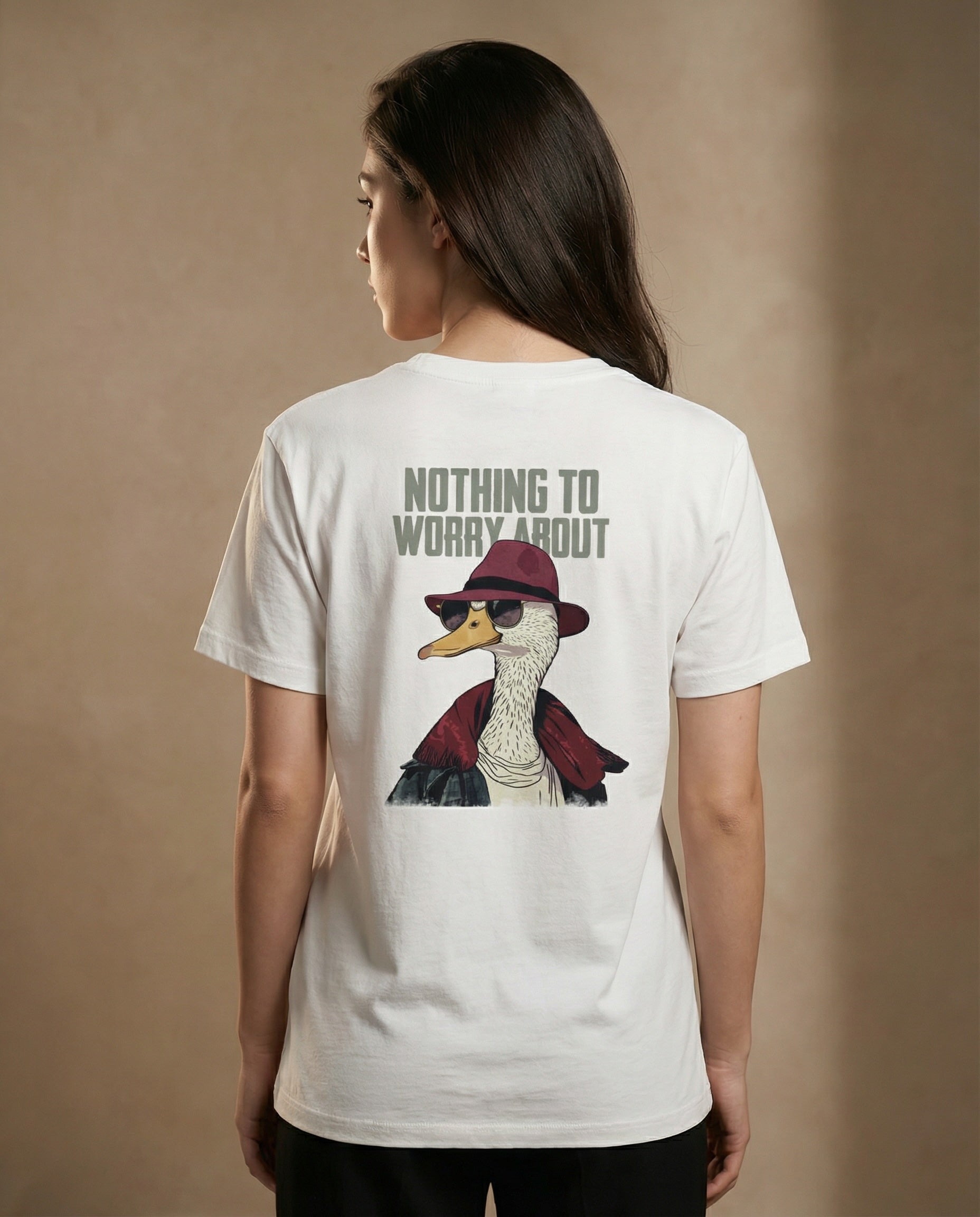 Unisex graphic tee from aurulu with printed "Nothing To Worry About" design, casual style, and comfortable fit.