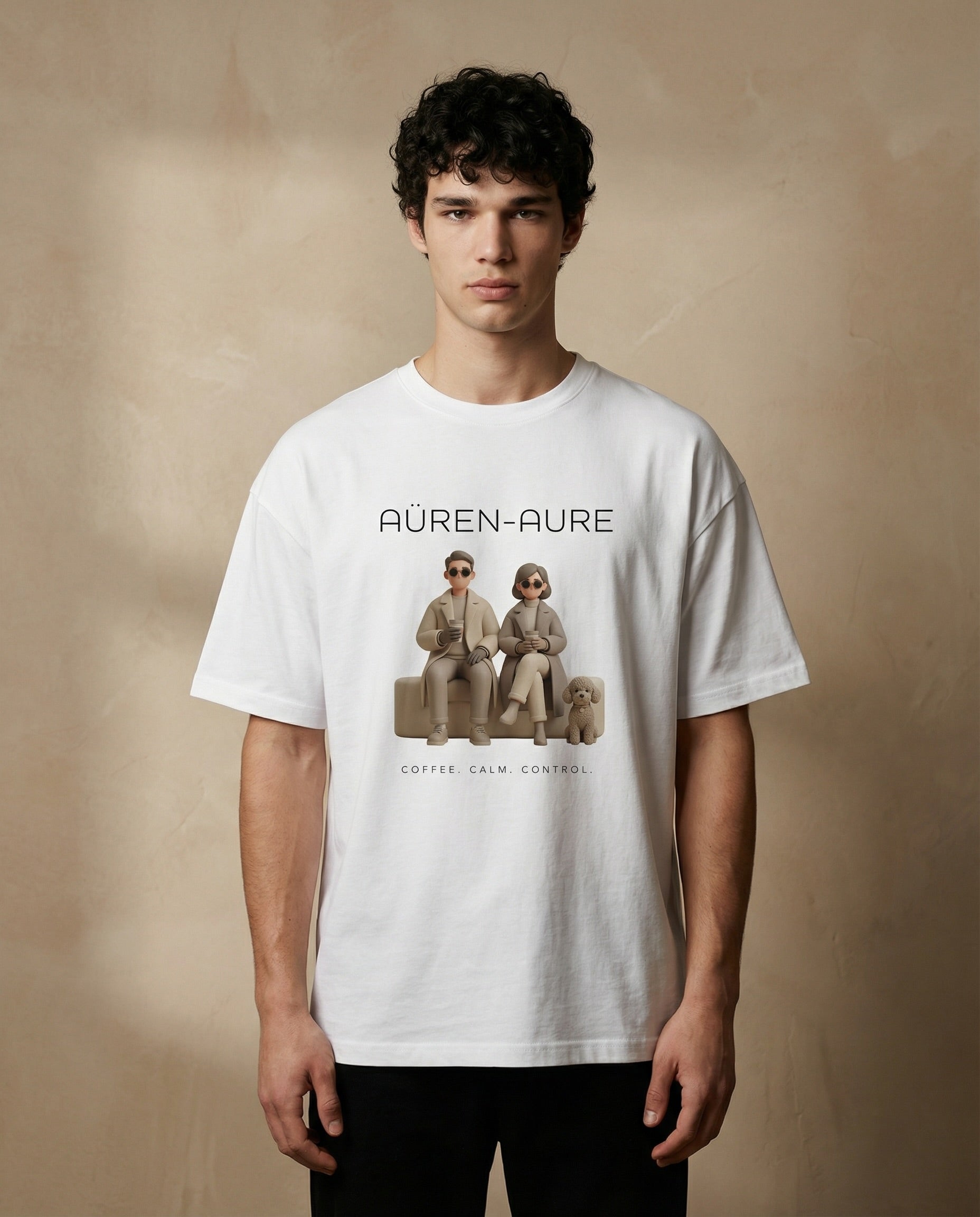 AÜREN AURE Oversized Composure Edition unisex print material by aurulu, featuring abstract artistic design on soft fabric.