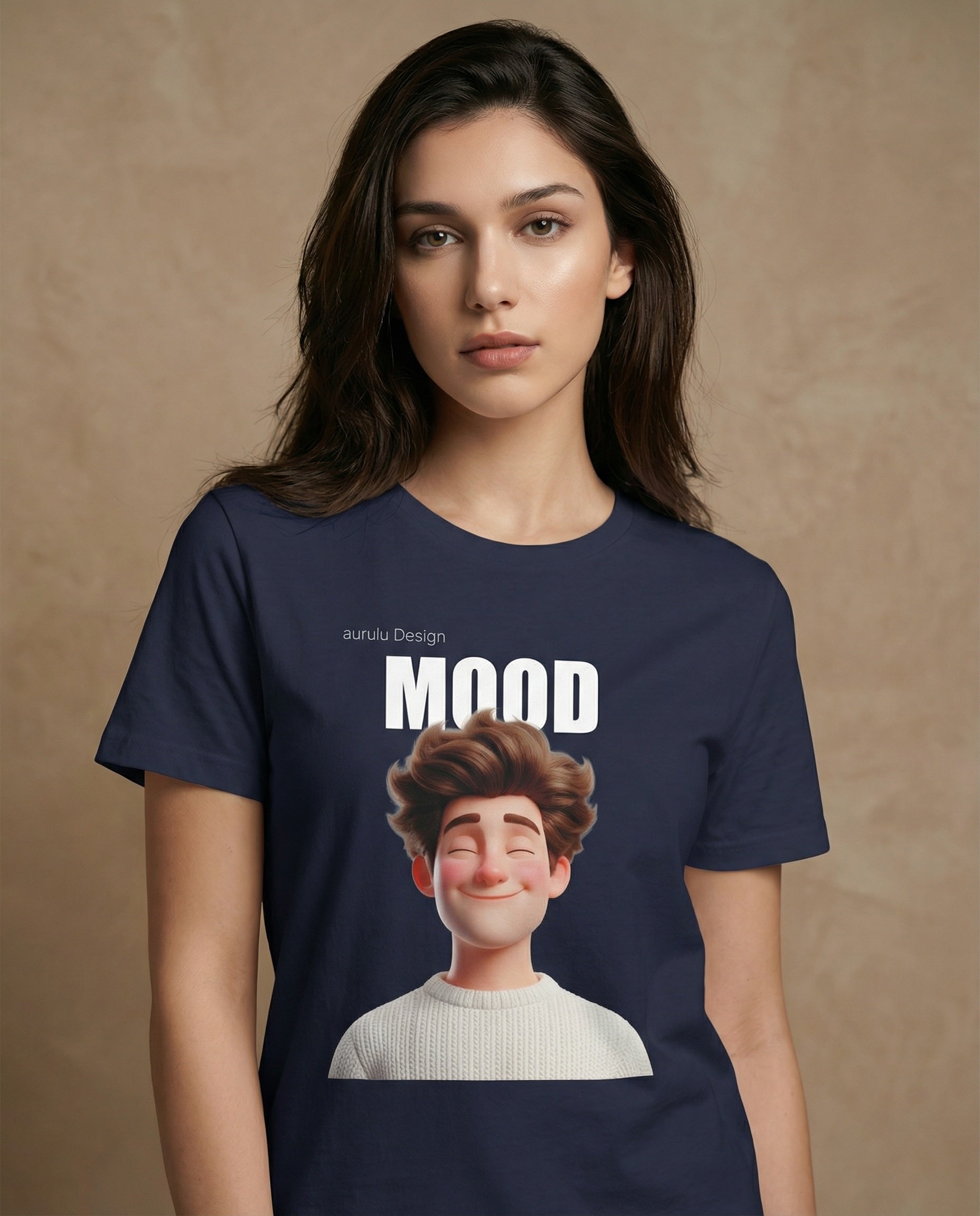 Unisex Atelier Mood Signature Portrait Tee by aurulu featuring a stylish print on soft fabric, perfect for casual wear.