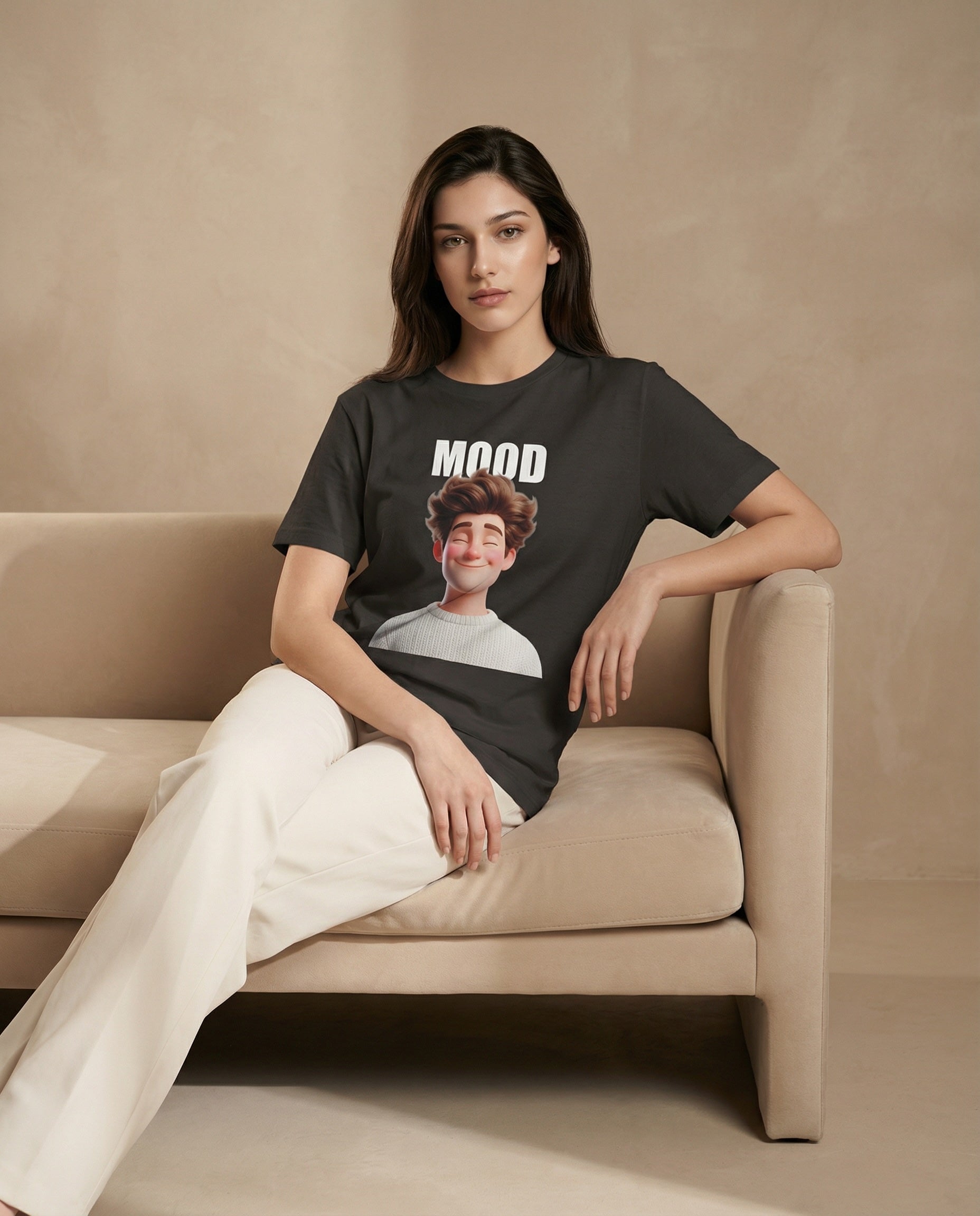 Unisex Atelier Mood Signature Portrait Tee by aurulu showing a stylish print on soft fabric in a casual fit.