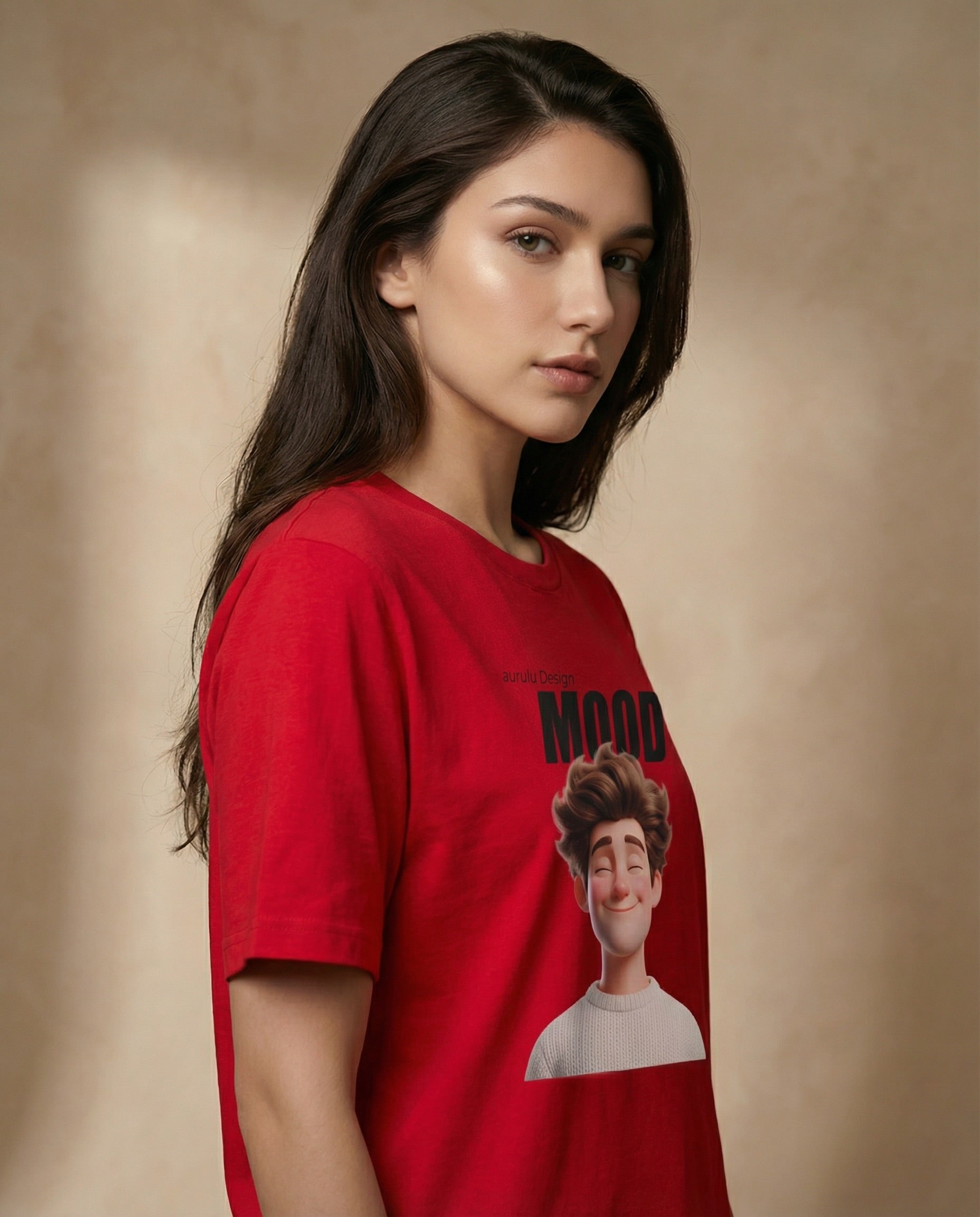 Unisex Atelier Mood Signature Portrait Tee by aurulu, featuring a vibrant print on soft fabric.