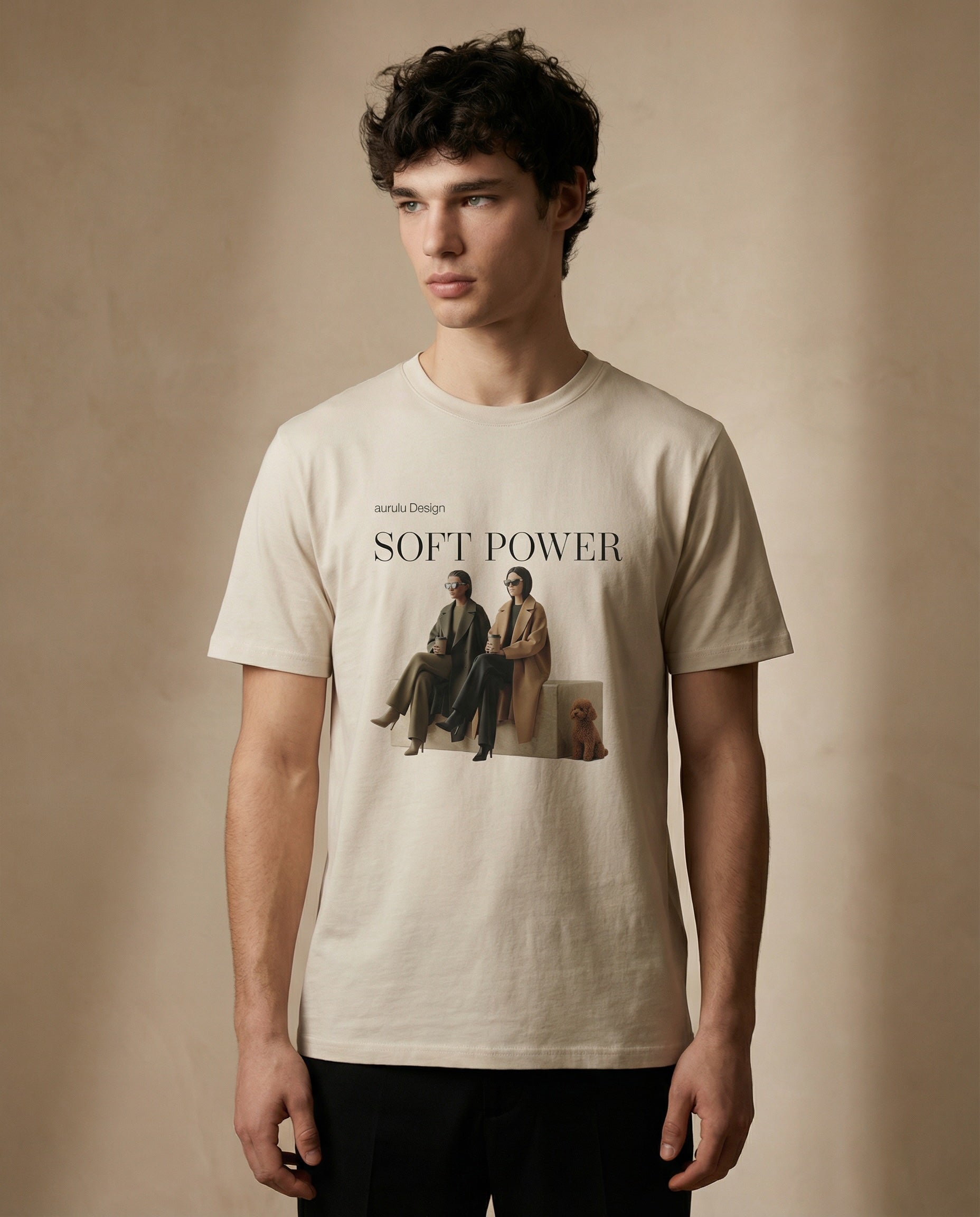 Unisex Soft Power Limited Tee by aurulu featuring a vibrant print design on soft cotton fabric.