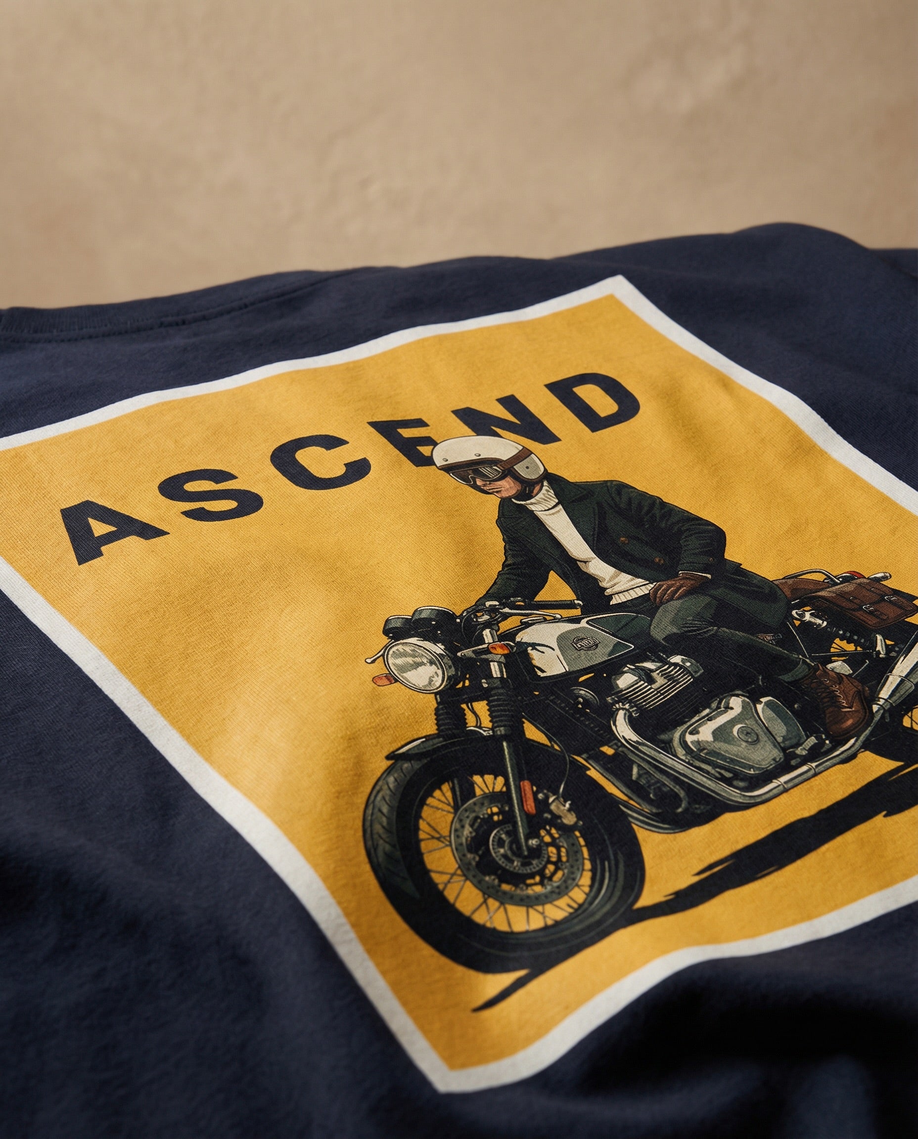 Aurulu ASCEND oversized men's T-shirt with printed design, casual fit, made from comfortable material, shown in a front view.