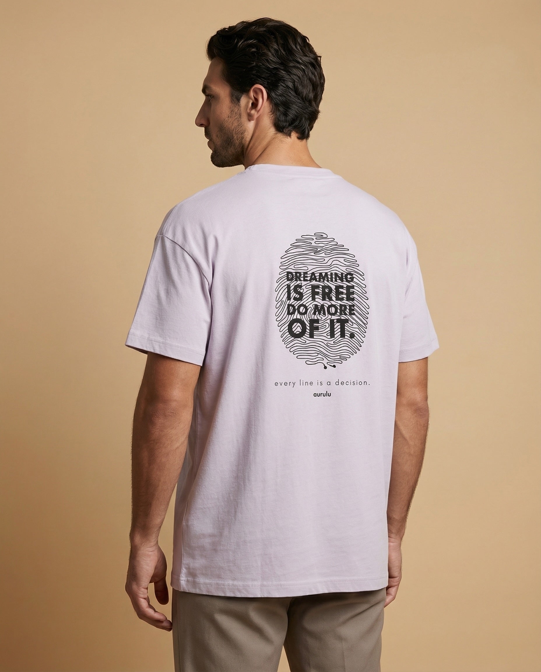 Aurulu Imprint Oversized Men’s T-shirt made of print material, featuring a relaxed fit with a bold graphic design.