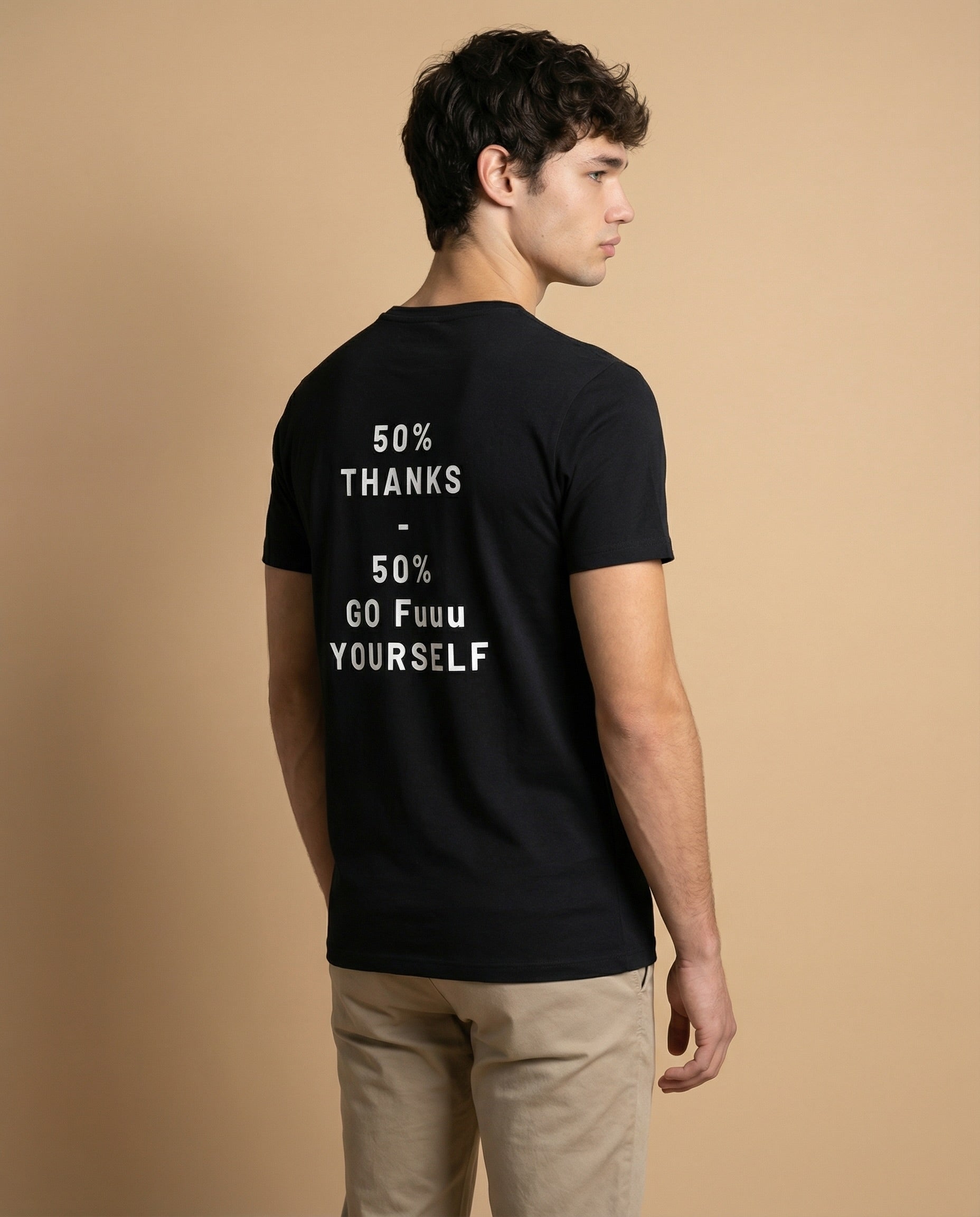 Men's duality statement tee by aurulu featuring bold print design on comfortable fabric.