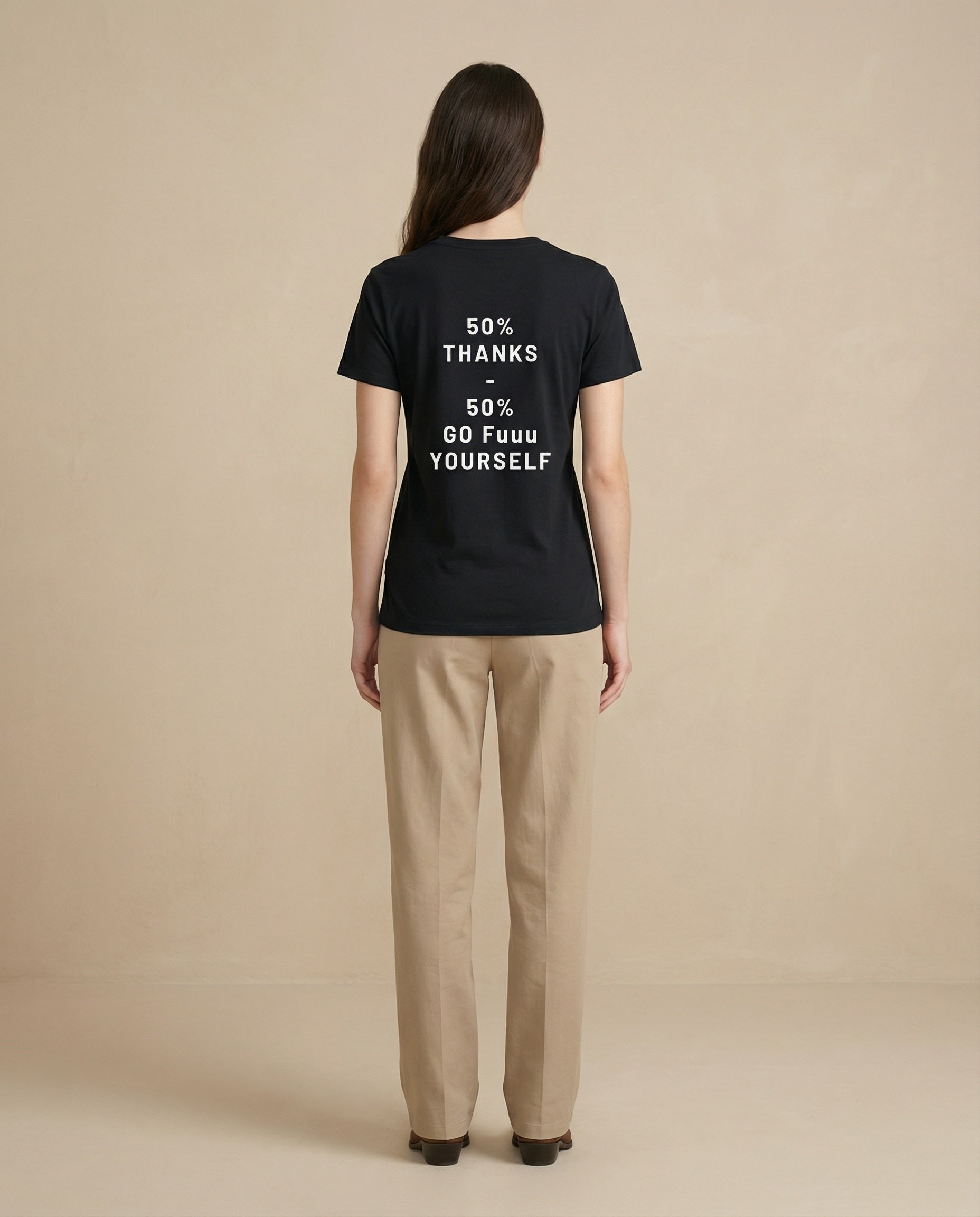 Women’s 50% Thanks Duality Statement Tee by aurulu featuring a stylish print on soft fabric.