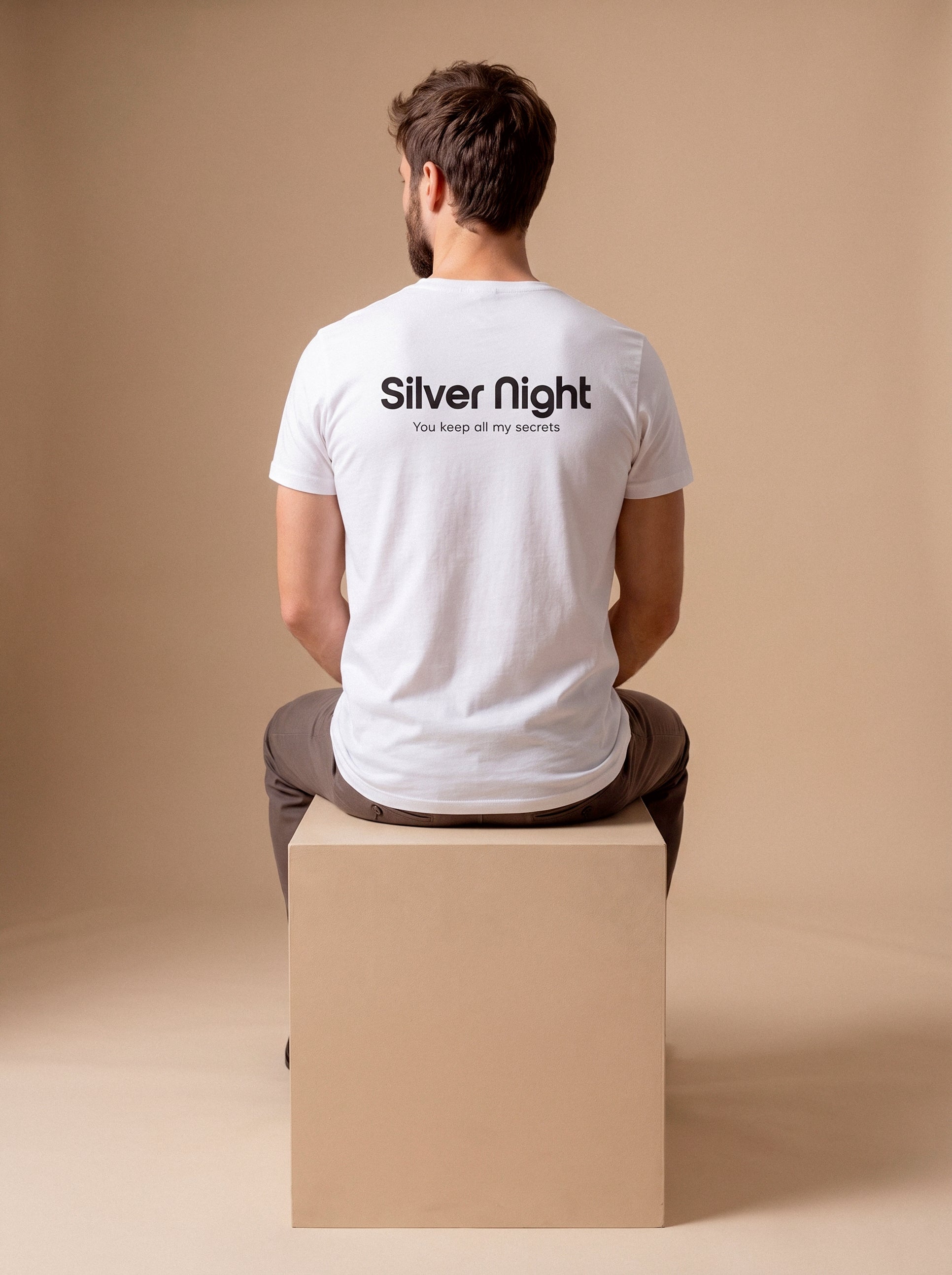 Silver Night unisex cotton crew neck T-shirt by aurulu with printed design, casual fit, and soft fabric.