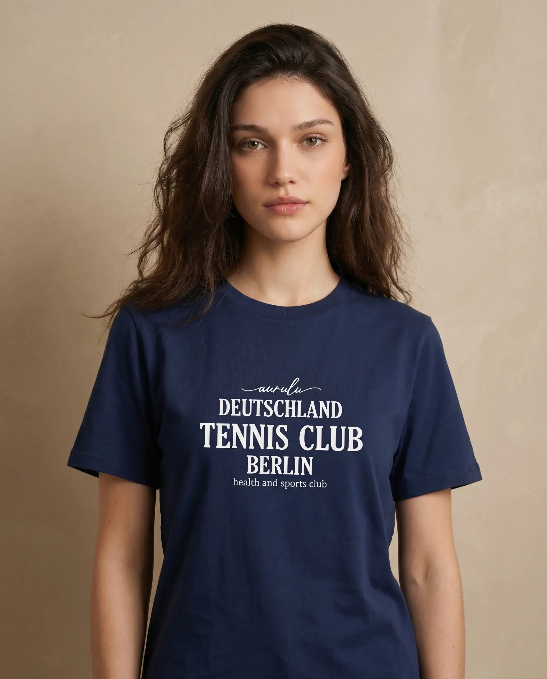 Unisex Deutschland Tennis Club print tee by aurulu, featuring a stylish graphic design on the front.
