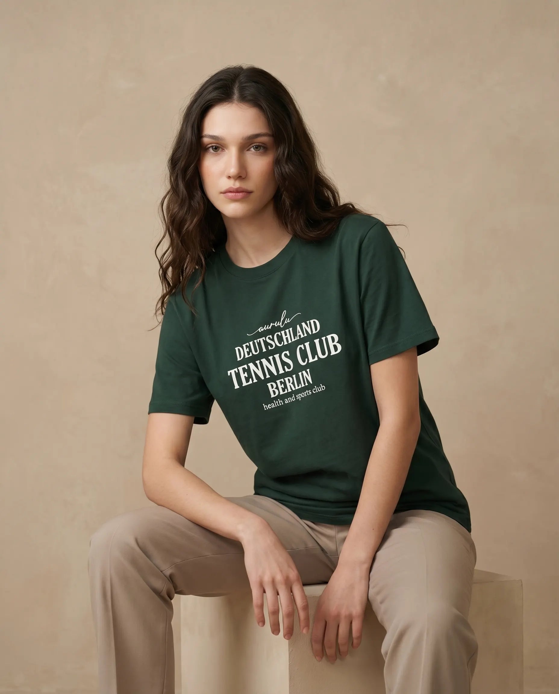 Unisex Deutschland Tennis Club print T-shirt by aurulu, featuring a stylish tennis-themed graphic on a comfortable tee.