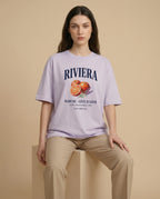 Aurulu Riviera Marché women's oversized tee with vibrant print, casual fit, soft fabric, perfect for relaxed style.