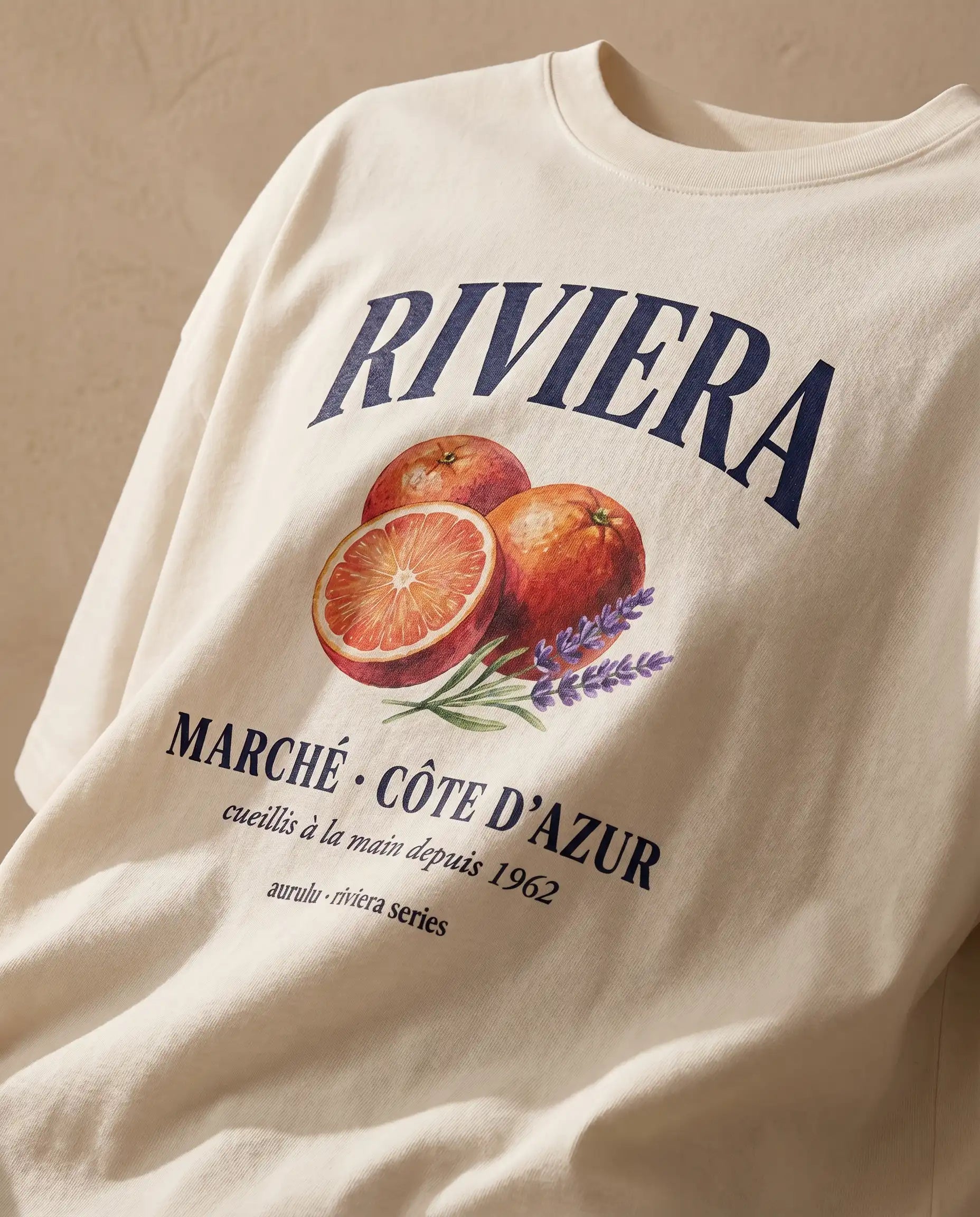Aurulu Riviera Marché women's oversized tee with colorful print, casual fit, and comfortable fabric for everyday wear.