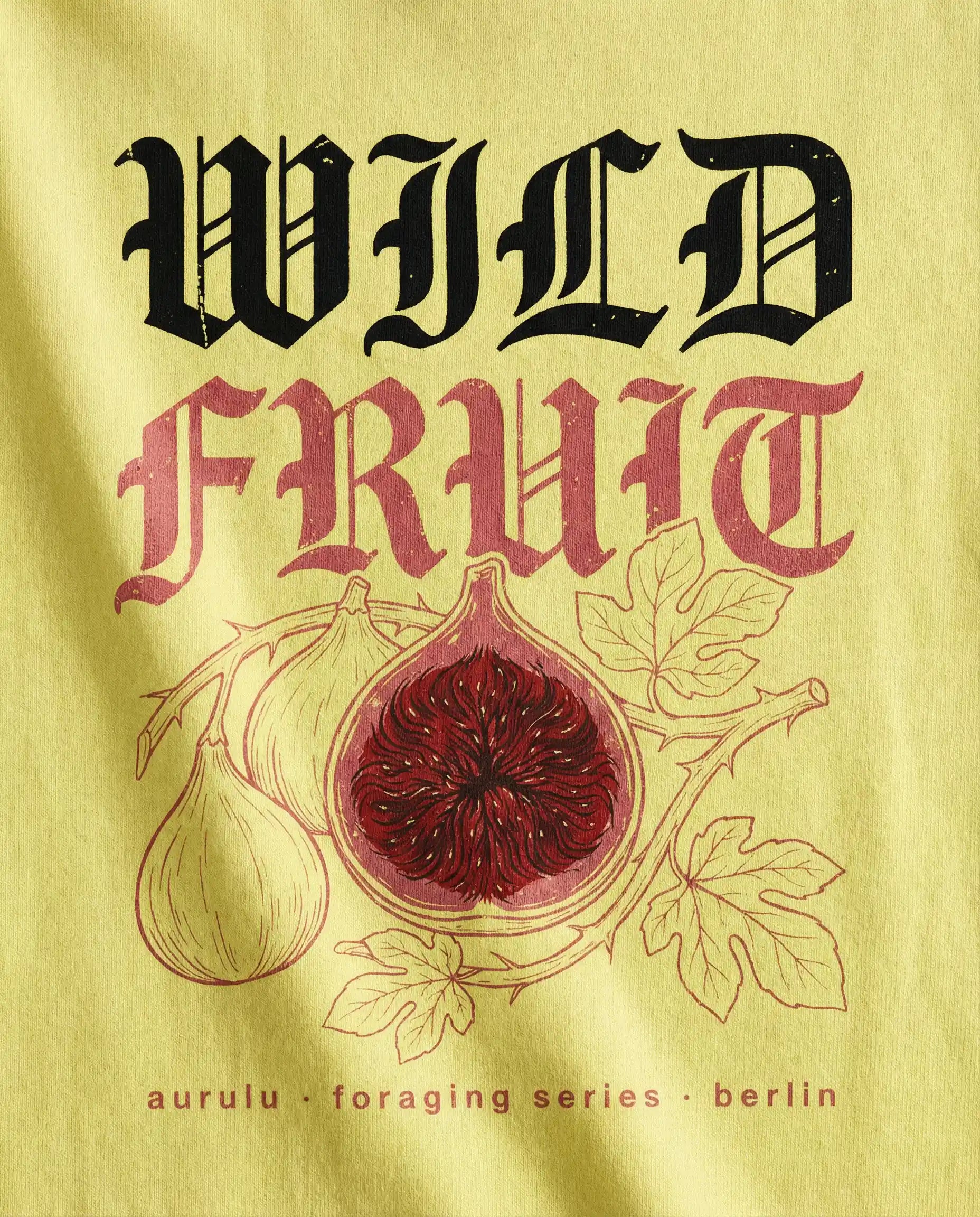 Wild Fruit Women's Oversized Tee with vibrant fruit print by aurulu, showcasing relaxed fit and colorful design.