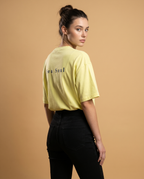 Sea Soul women's oversized tee with vibrant print by aurulu, showing the relaxed fit and colorful design on soft fabric.