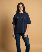 Organic cotton graphic T-shirt for women featuring Ruhr Valley for Life print by aurulu, oversized fit and casual style.